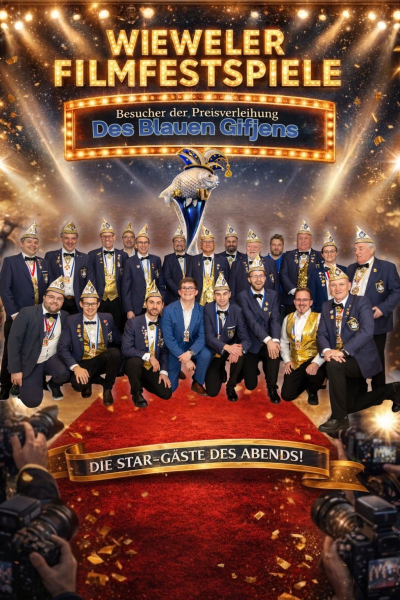 Der Wieweler Elferrat 2026 (v.l. stehend: Matthias Lanz, Peter Kretzschmar, Sven Schmitz, Martin Heitkötter, Jan Hoffmann, Michael Worst, Rolf Hartmann, Johannes Meyer, Rolf Blumenau, Matthias Schmitt, Jörg Gallmeister, Myriam Castello, Hans-Karl Meunier; kniend: Carsten Vogt, Alex Brand, Florian Scharle, Ben Könen, Johannes Hennige, Jannis Stadtfeld, Marc Berszinn, Ralf Gieche)